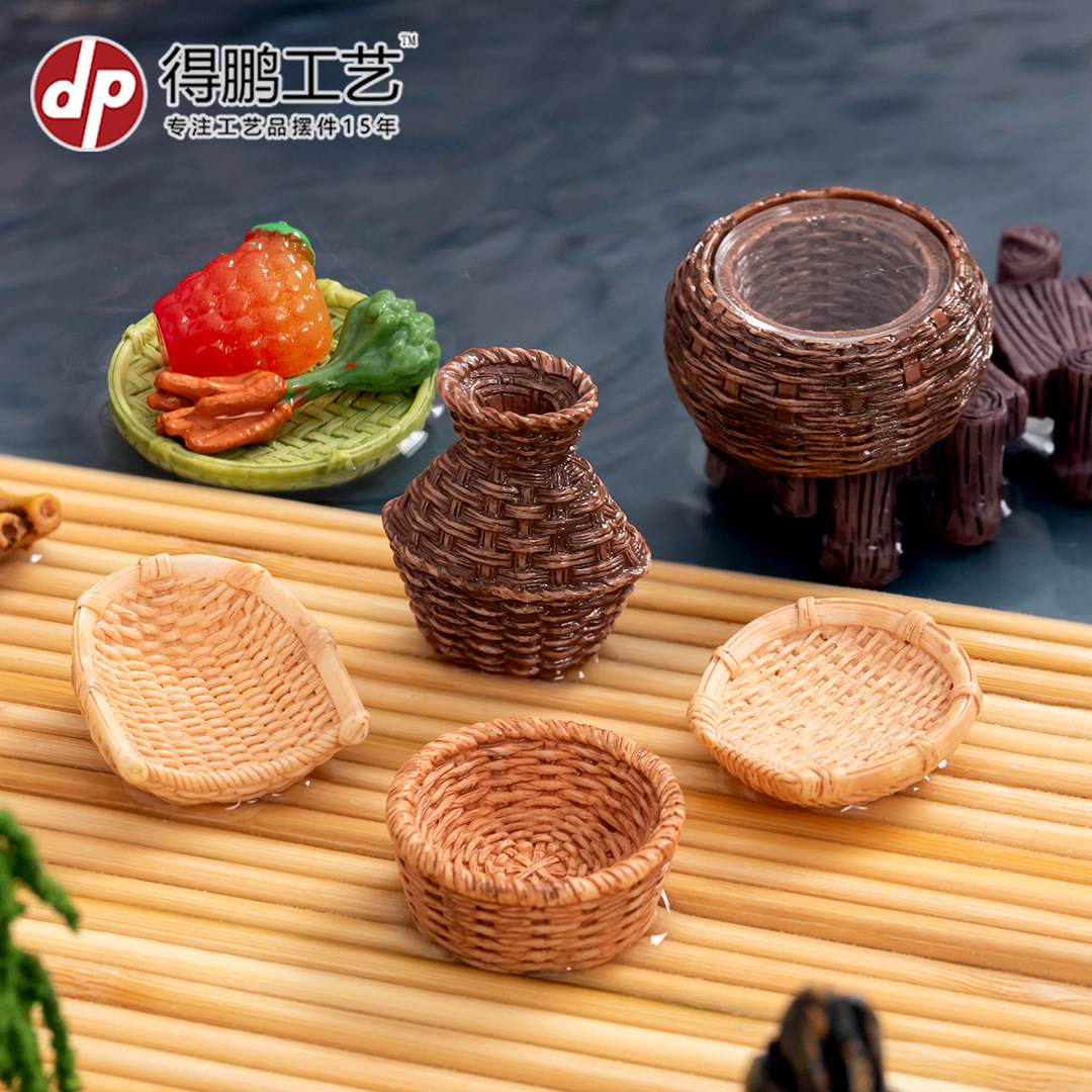 Muebles tejidos de bambú resina decoración silla de bambú recogedor cesta de pescado de bambú olla artesanía creativa decoración del hogar accesorios