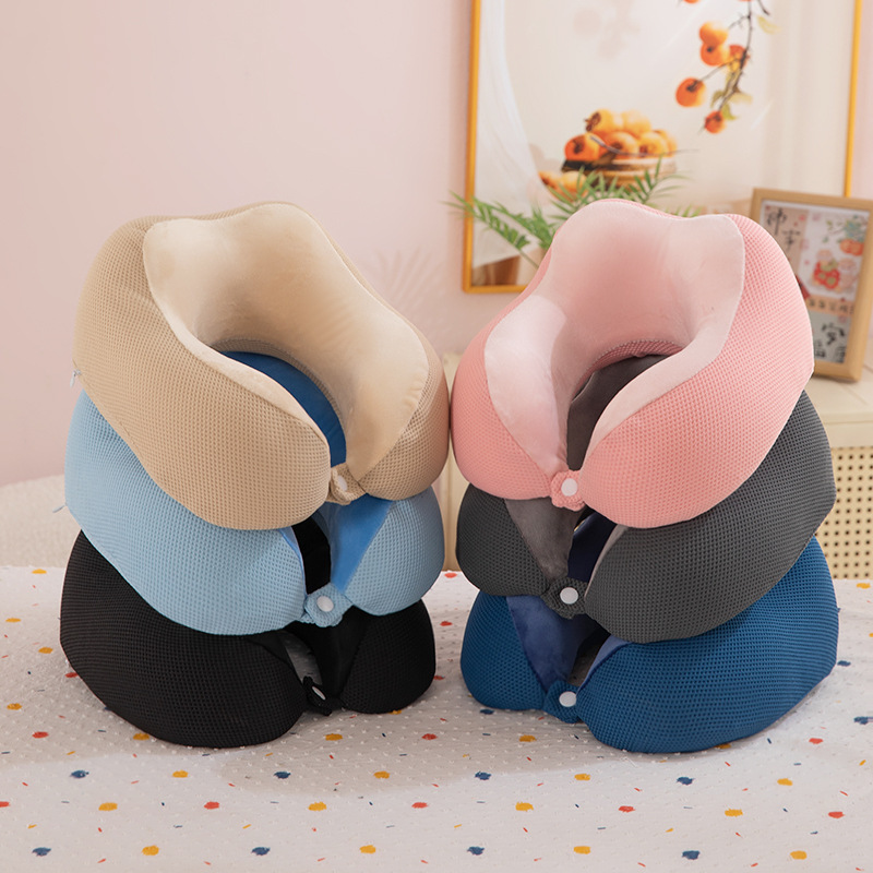 Manufacturer U-Shaped Memory Foam Slow Rebound Nap Support Travel Neck U Pillow With Logo Printed Waffle Camel Hump_voghion.com