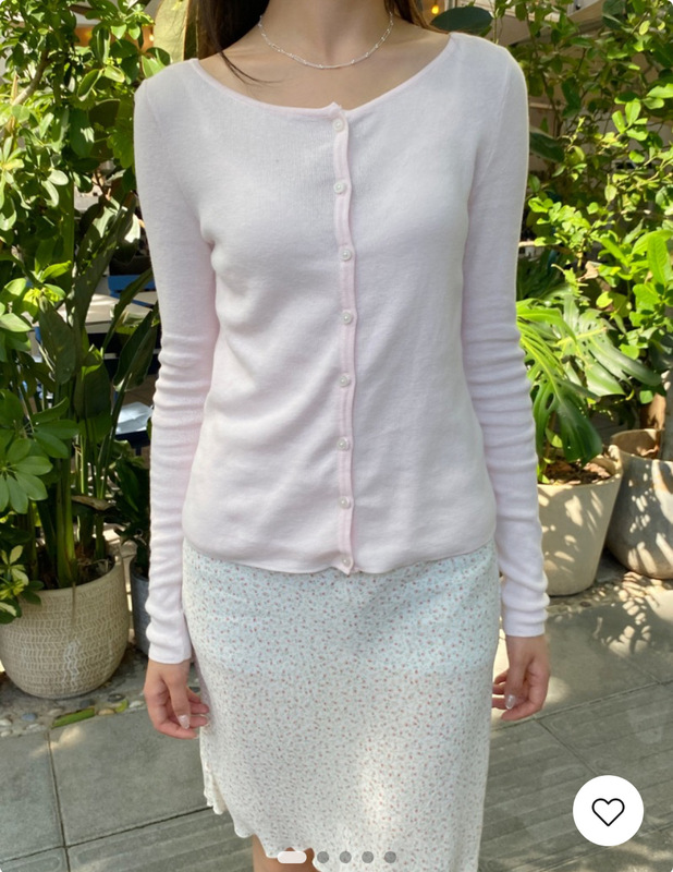 Bm Style Korean Sweet Round Neck Light Pink Knitted Cardigan Women's Autum Bm Casual Versatile Sweater Jacket Top