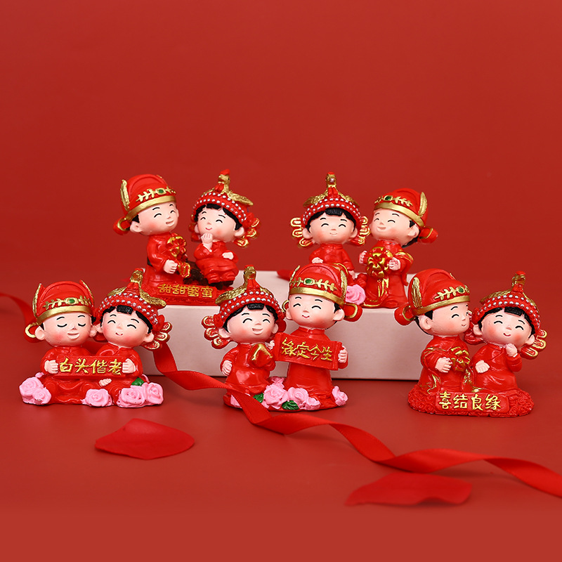 树脂工艺品创意摆件客厅中式工艺新婚礼品家居摆饰结婚礼物送新人