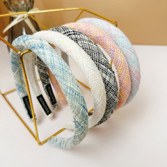 日韓新款簡約氣質小香風發箍2024韓版復古小眾千鳥格壓發頭箍批發