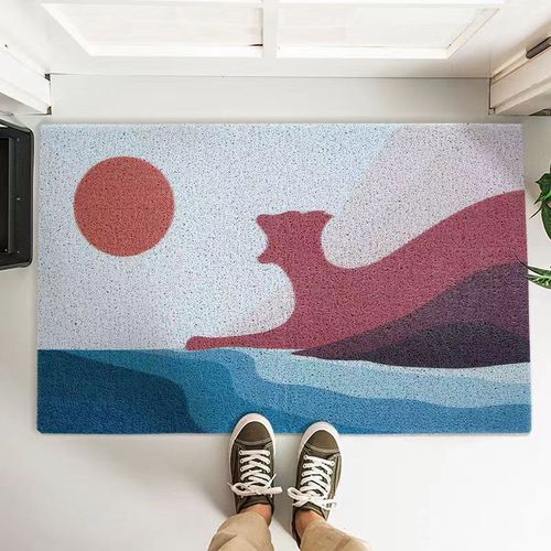 Wire circle cartoon home entrance door mat carpet anti-slip door mat cat door mat anti-slip can be cut