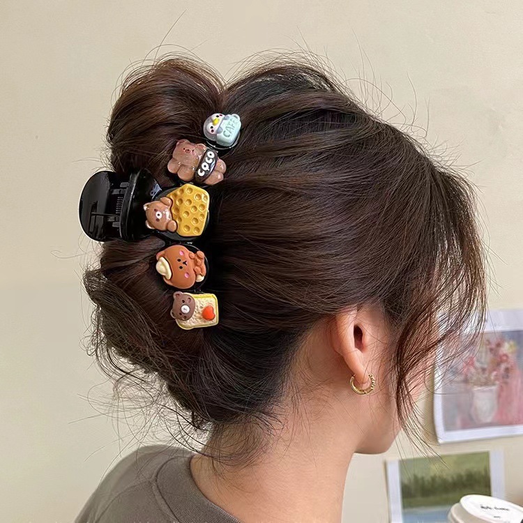 小吃貨~餅乾抓夾女2024新款高級感髮夾後腦勺春夏鯊魚夾子頭飾ins