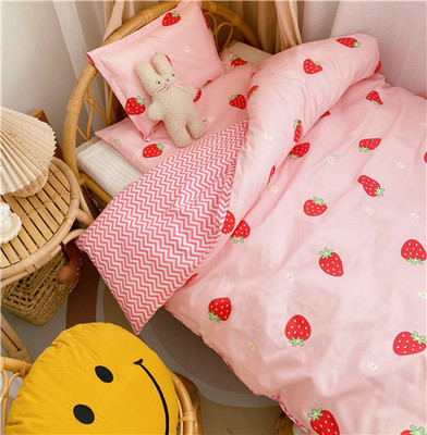 格湘雅卡通草莓六件套被子學生被套幼兒園純棉三件套