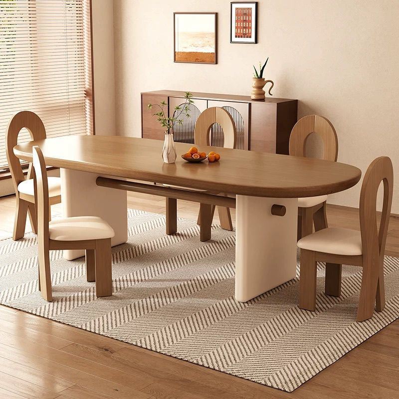 Medieval Style Solid Wood Dining Table Modern Living Room Small Apartment Cream Style Tea Table Desk Dining Table Home