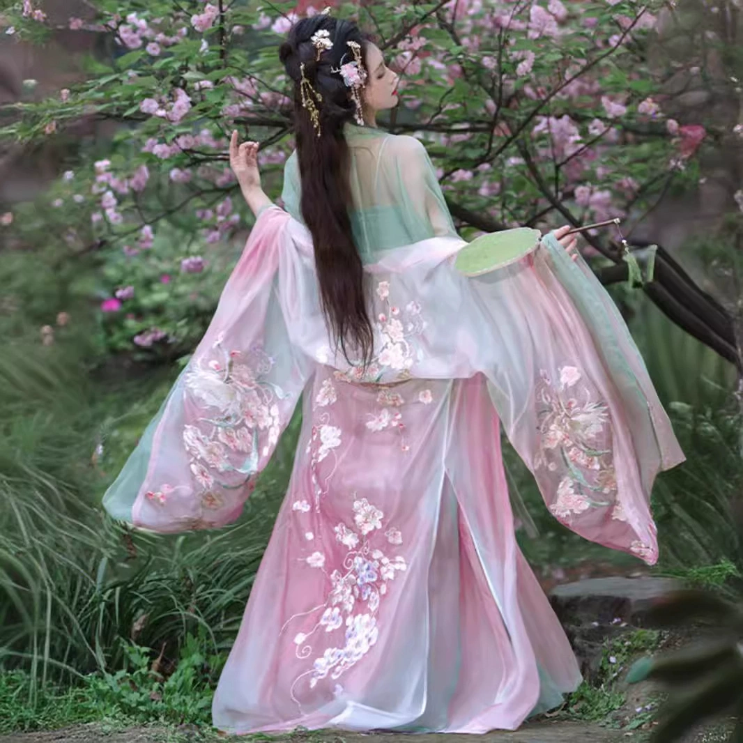 Guangxi [Руж пьяный] Оригинальная ханьфу женская юбка-киска тяжелая вышивка с большими рукавами