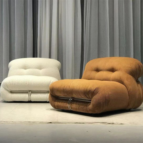 The Nordic designer's alien hippo steel tooth sand discovers modern small apartment French retro Wabi-Sabi style lamb wool sofa