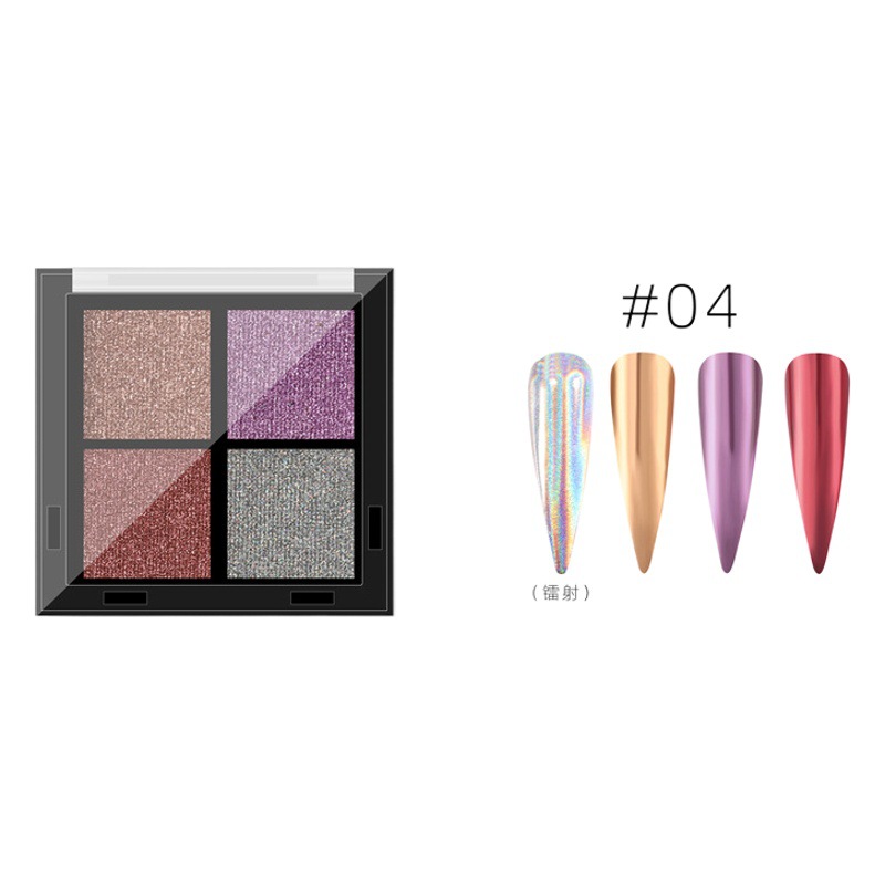 En línea popular de uñas de cuatro colores sólido espejo mágico en polvo ins espejo láser titanio polvo de oro polvo no volador transfronterizo Venta caliente