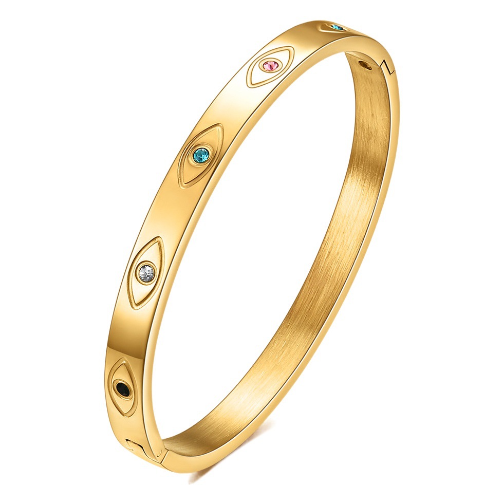 Cross-border ins Devil's Eye Net Tarjeta Roja hogar pulsera de acero de titanio 6MM moda simple temperamento 18K pulsera de oro al por mayor