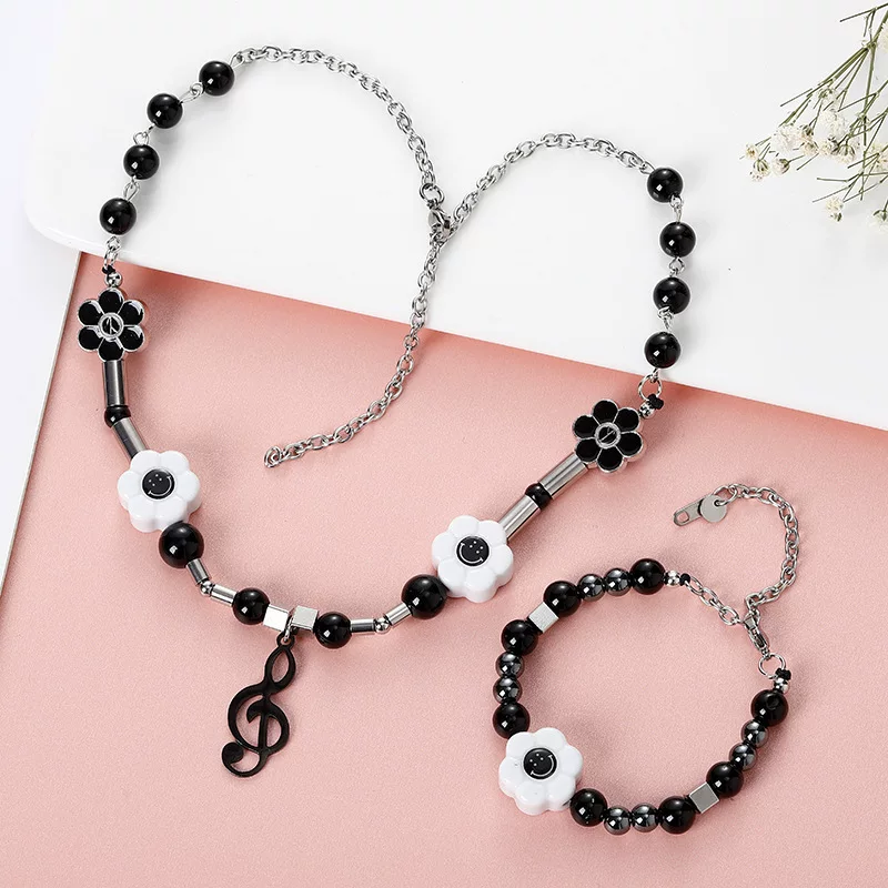Модный ожерелье и браслет, маленький аксессуар, цветочный