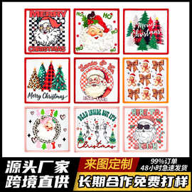 圣诞烫画系列9款趣味节日小补丁锁边diy熨烫布贴现货批发工厂直发
