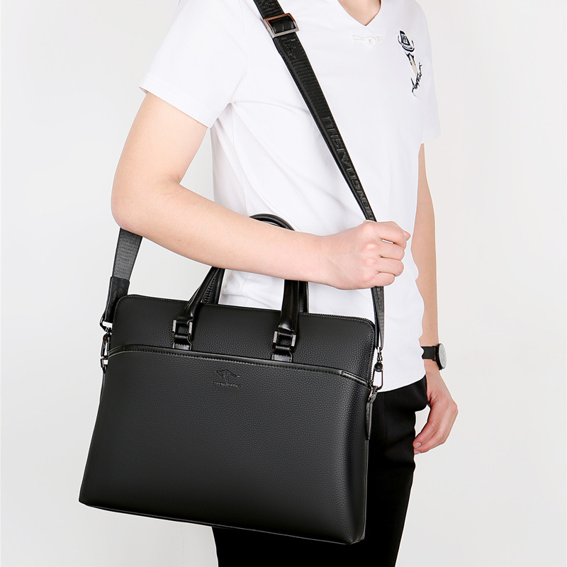 Men's Office Bag Business Casual Laptop Handbag PU Simple Men's Single Shoulder Crossbody Bag Business Travel Backpack Wholesale