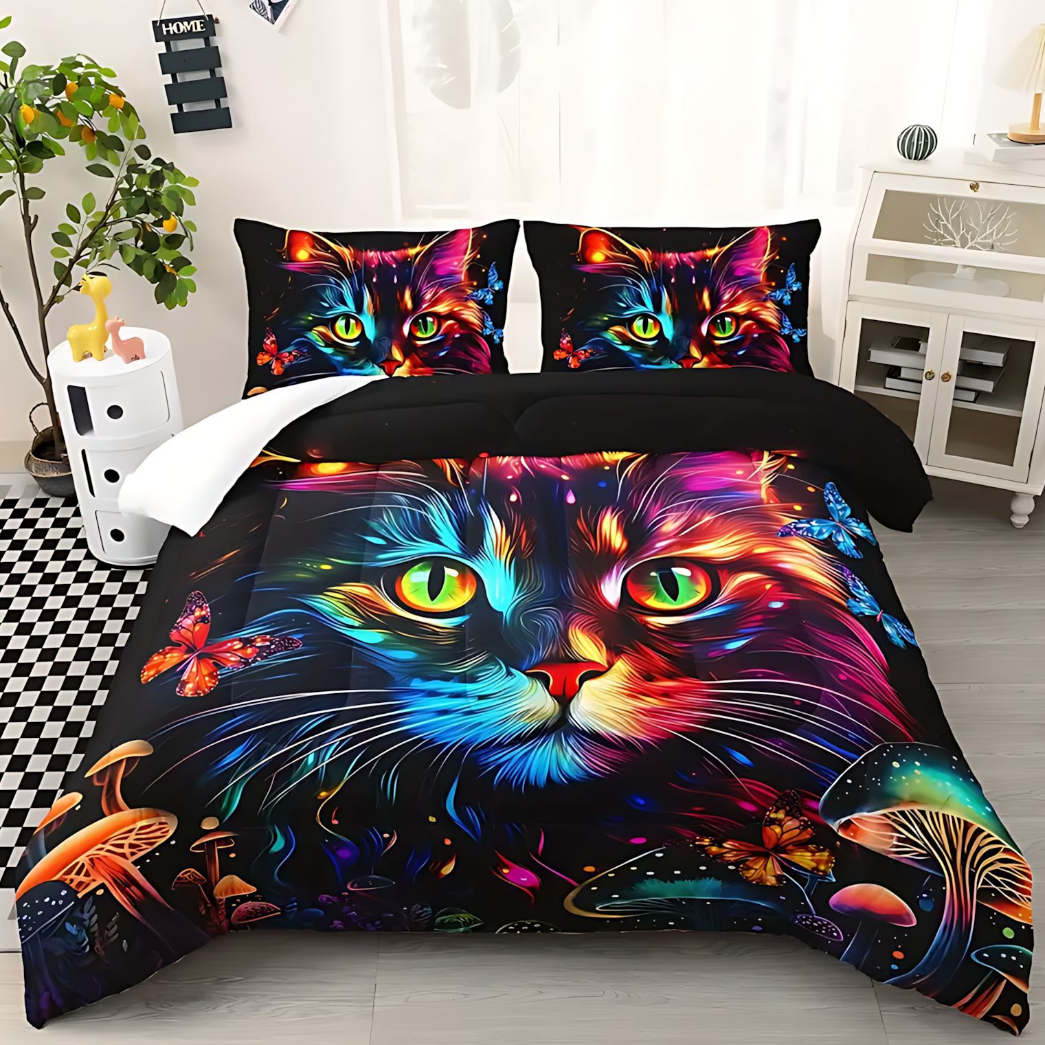 TEMU / JIT transfronterizo lindo gato tema impresión digital HD 180gms colcha colcha