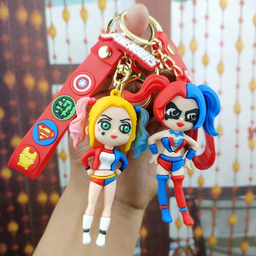 Superhero Ugly Harley Quinn key chain student couple doll key pendant bag pendant key chain