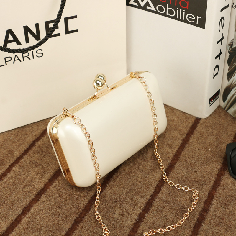 2024 New Arrival Evening Gown Clutch Bag Metal Pearlescent Glossy Handbag For Women Chain Box Mini Bag - Thumbnail 3