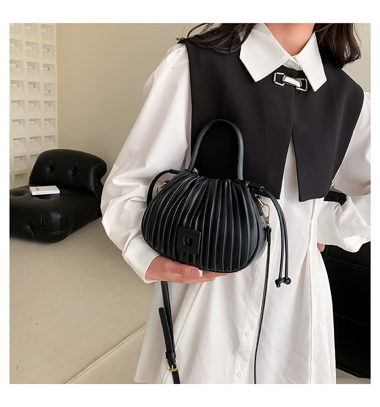 Borsa a secchiello plissettata da donna borsa a tracolla versatile_voghion.com