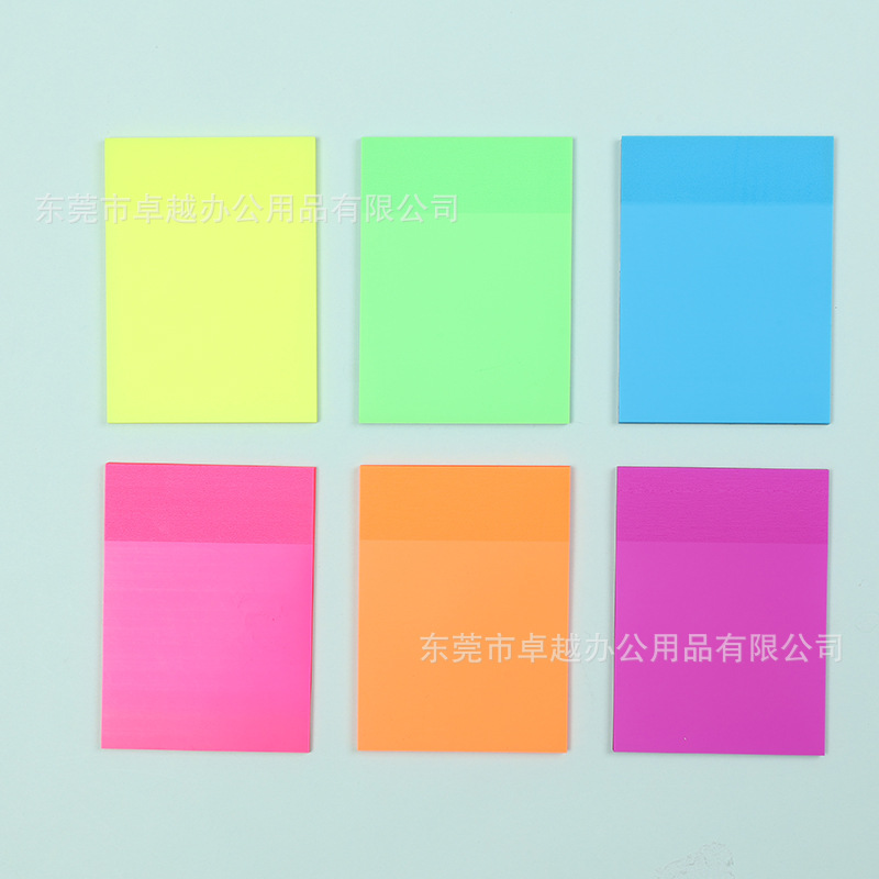Bloc de notas colorido fluorescente para mascotas, fuerte viscosidad, impermeable, transparente, nota adhesiva, ladrillo adhesivo de índice de alto valor para estudiantes
