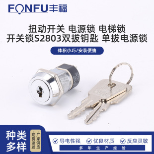 Twist switch power lock elevator lock switch lock S2803 double pull key single pull power lock switch