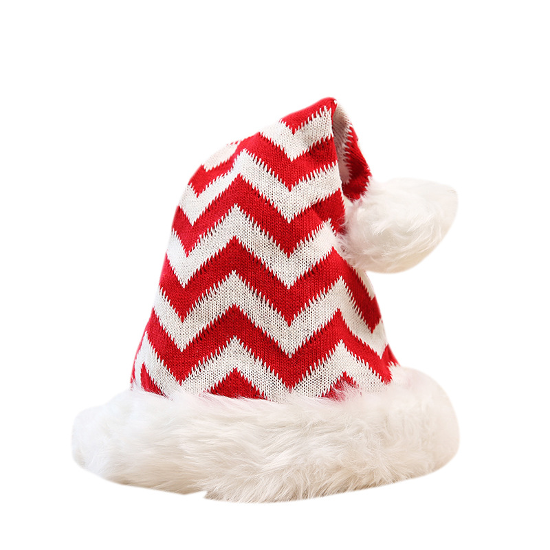 Sombreros de Navidad a rayas transfronterizas, sombreros de Navidad de peluche, sombreros de Santa Claus, sombreros de decoración de Navidad, sombreros de grosor aumentados