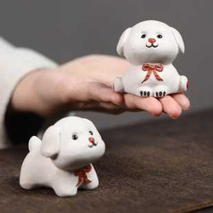 Yixing Purple Clay Zodiac Puppy Tea Pet Prosperous Can Raise Tea Tray Tea Table Ornaments Tea Set Accessories Shiba Inu Tea Toys Wholesale