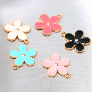 23*20mm double-sided oil drop five petal flower diy jewelry accessories oil drop alloy small pendant bracelet pendant accessories