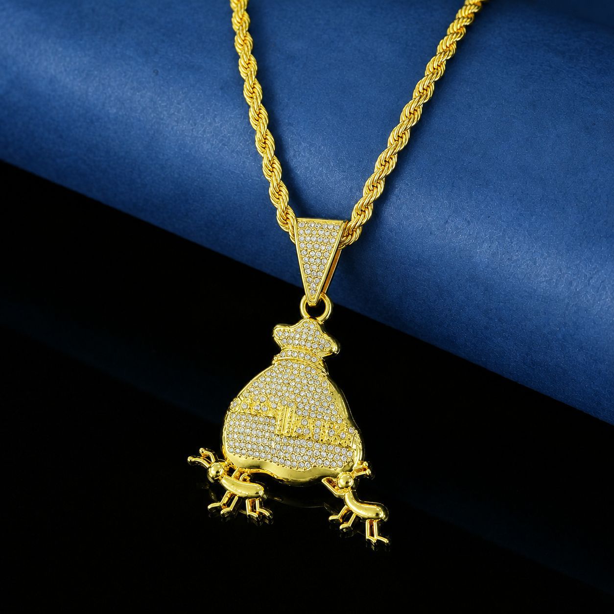 Joyas transfronterizas europeas y estadounidenses nuevos collares de hip-hop RICH FOREVER bolsas de dinero INS collares colgantes