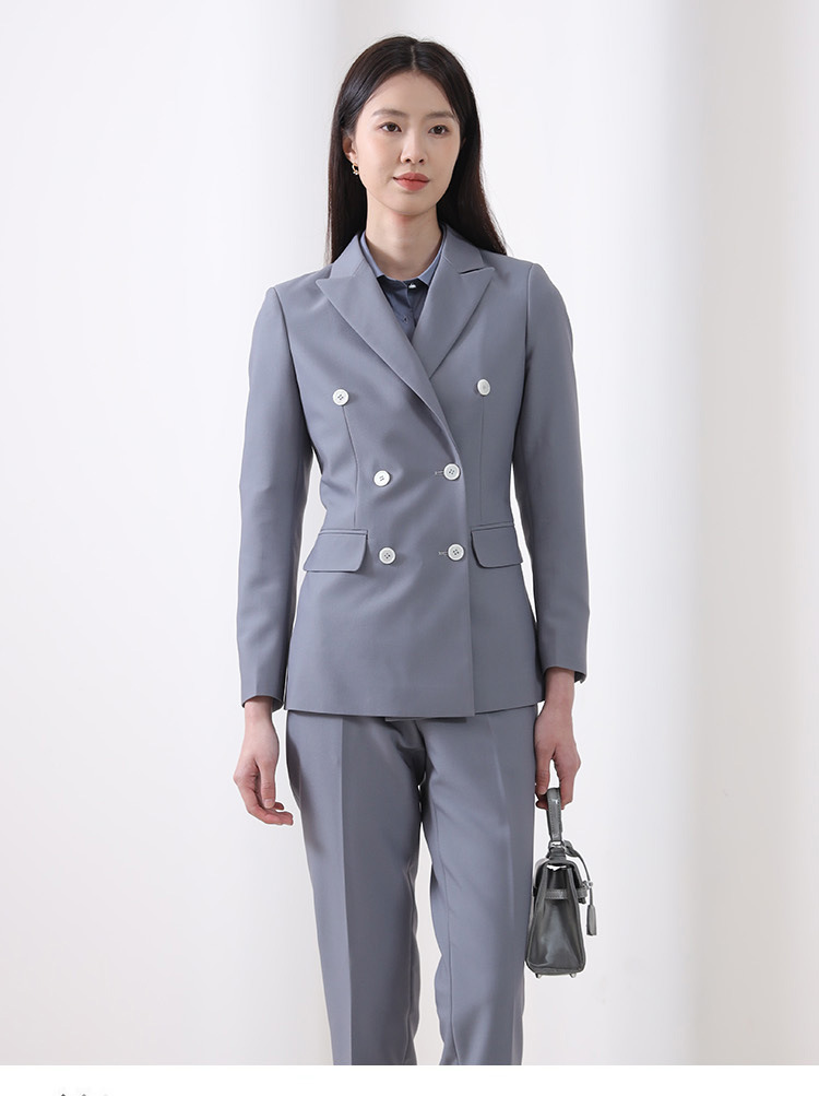 Áo vest blazer nữ hai hàng khuy dáng mỏng mùa hè, phong cách công sở cao cấp — Màu đen [quần trên] chi tiết 22