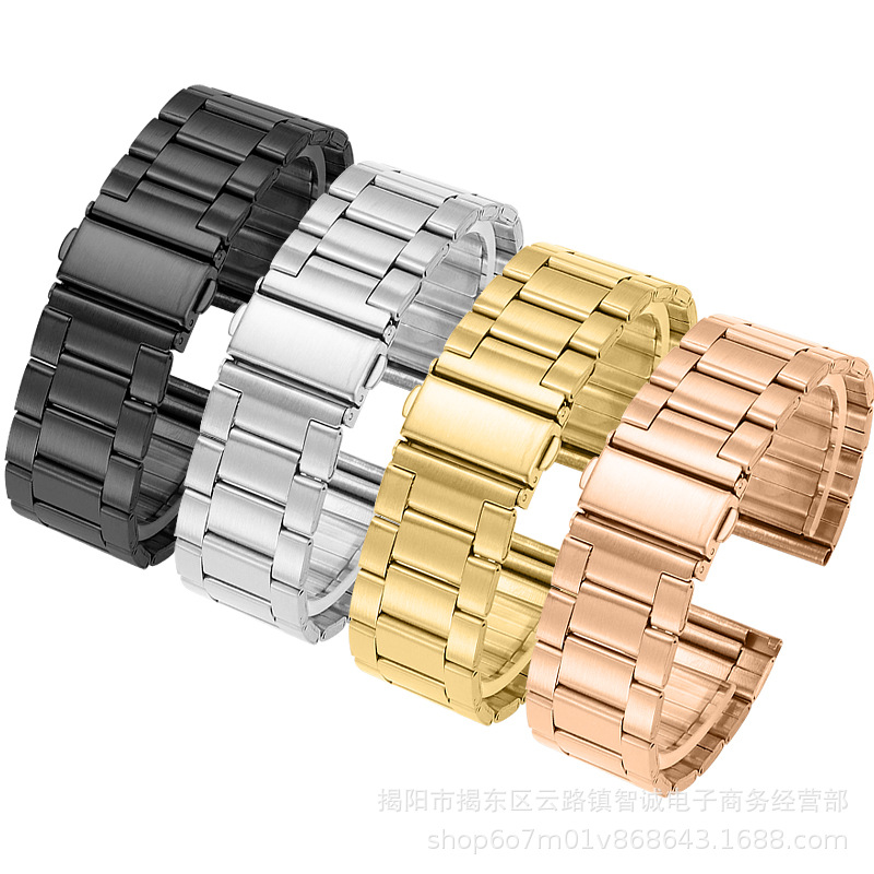 for huawei gt3 metal strap apple watch folding jump buckle three stainless steel strap in stock