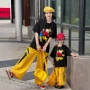 夏季儿童母子拼色亲子装