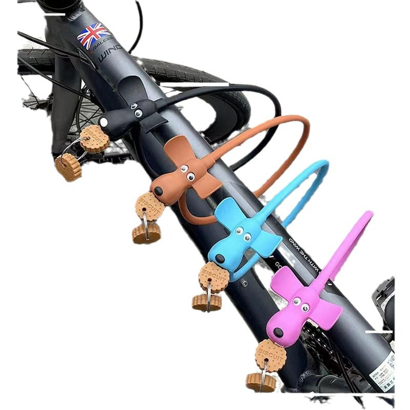 赤い本の同じタイプのシリコンの漫画のビスケットの子犬の自転車の創意の車は安全ロックの盗難防止の鍵をロックします。