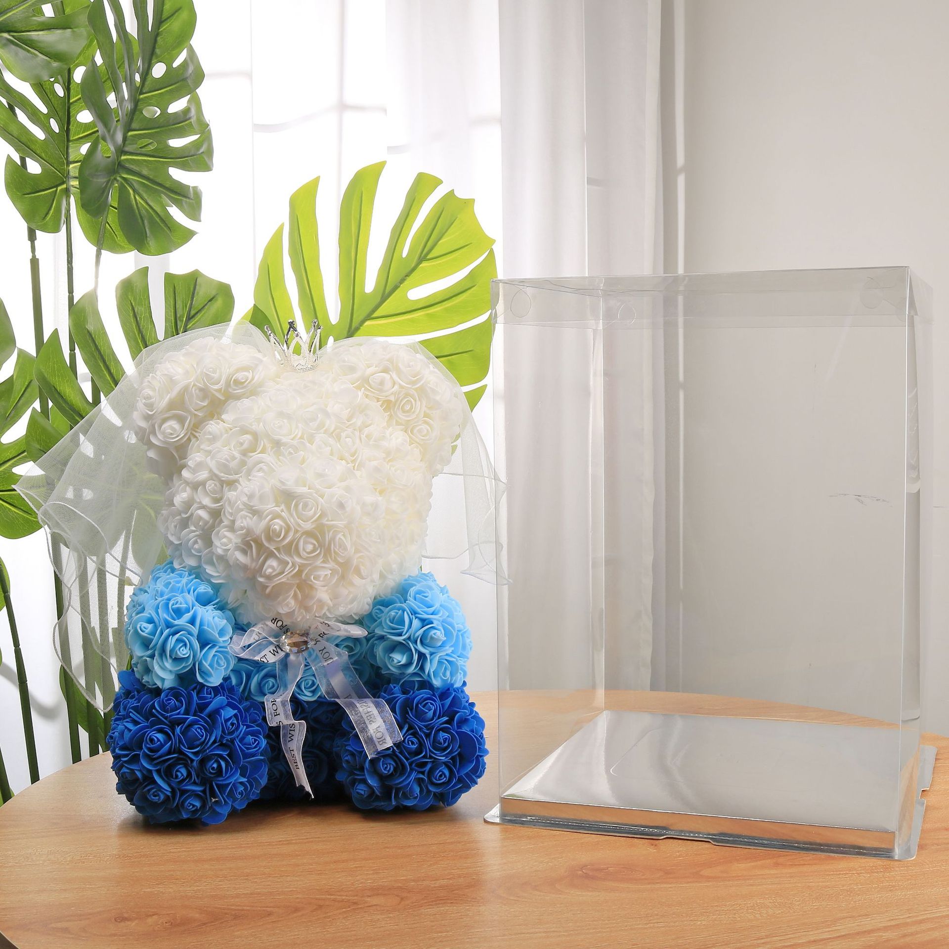 Flor preservada oso rosa 520 regalo del Día de San Valentín tienda de flores supermercado PE espuma flor abrazo oso rosa