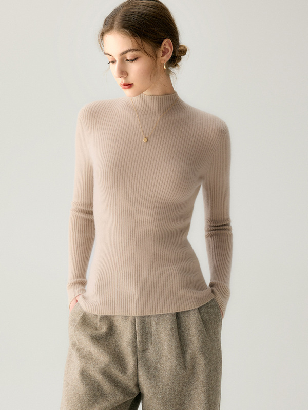 100% Pure Cashmere Sweater for Women, Half-Turtleneck, Ribbed, Slim-Fit, 2025 Autumn/Winter Pullover Knit Base Layer 100% Pure Cashmere Sweater for Women, Half-Turtleneck, Ribbed, Slim-Fit, 2025 Autumn/Winter Pullover Knit Base Layer