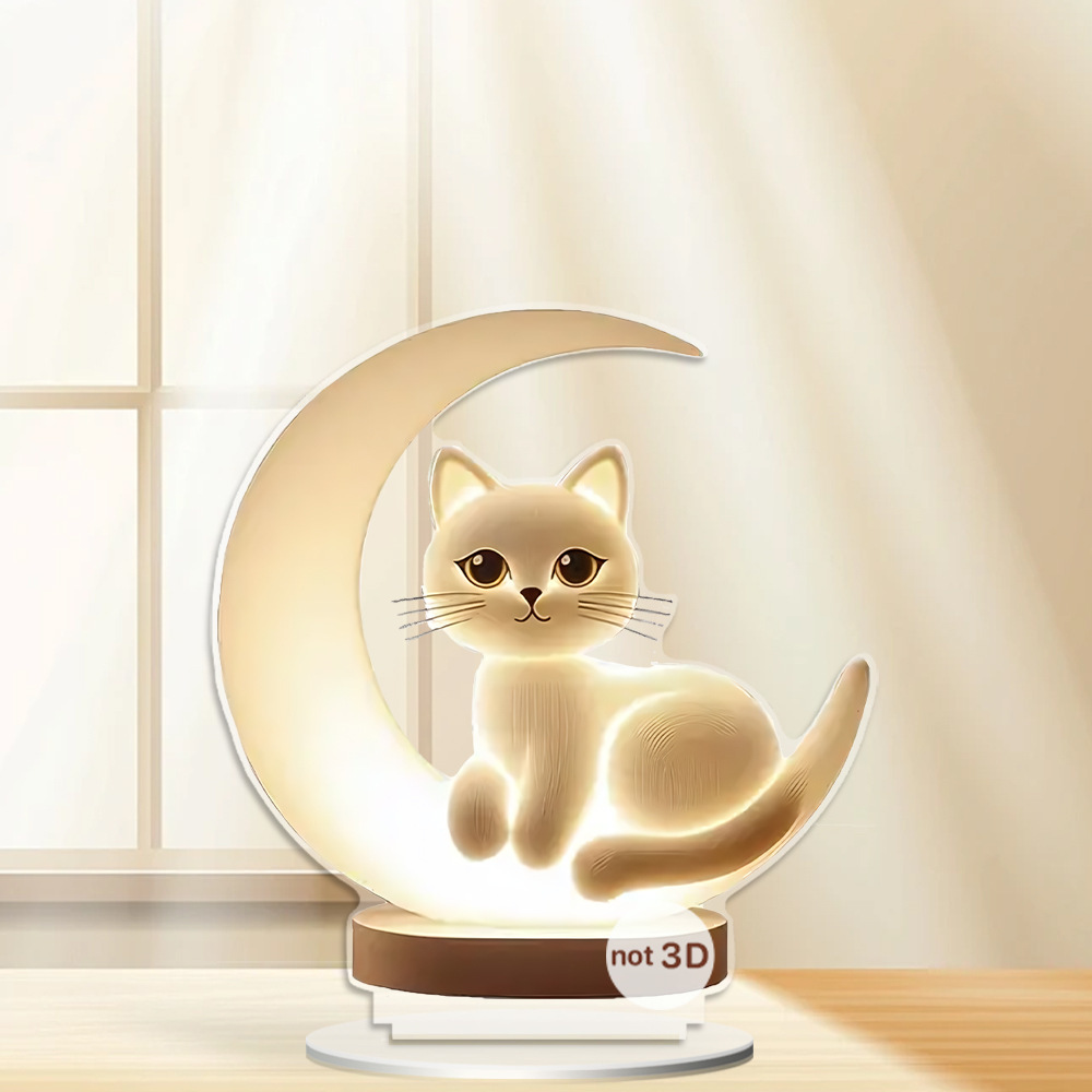 跨境月亮小猫亚克力家居玄关书房桌面摆件道具节日装饰品生日礼物