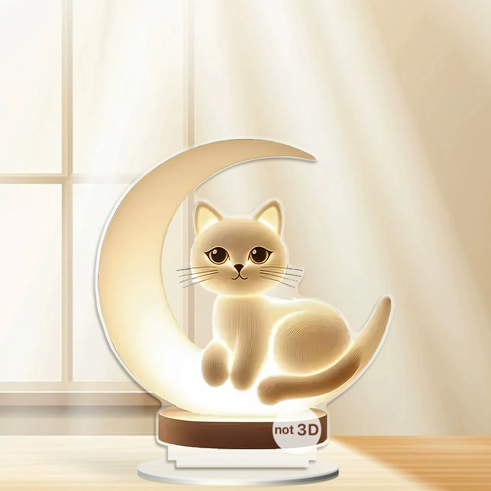 Акриловые украшения для дома, рабочего стола, кабинета, праздничные декорации, подарки на день рождения, котенок на луне, трансграничные товары