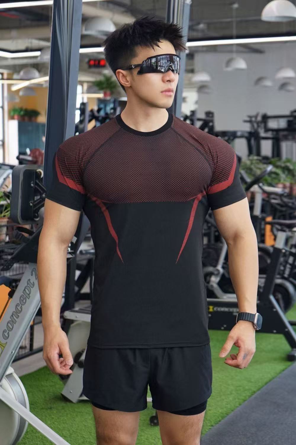 Men's Fitness T-shirt Seamless Quick Drying Breathable Oversized_voghion.com