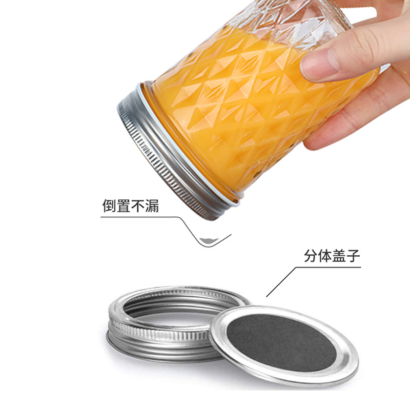 Tapa dividida caviar sub-botella de vidrio botella de mermelada de miel al por mayor transparente sellado almacenamiento doméstico puede botella