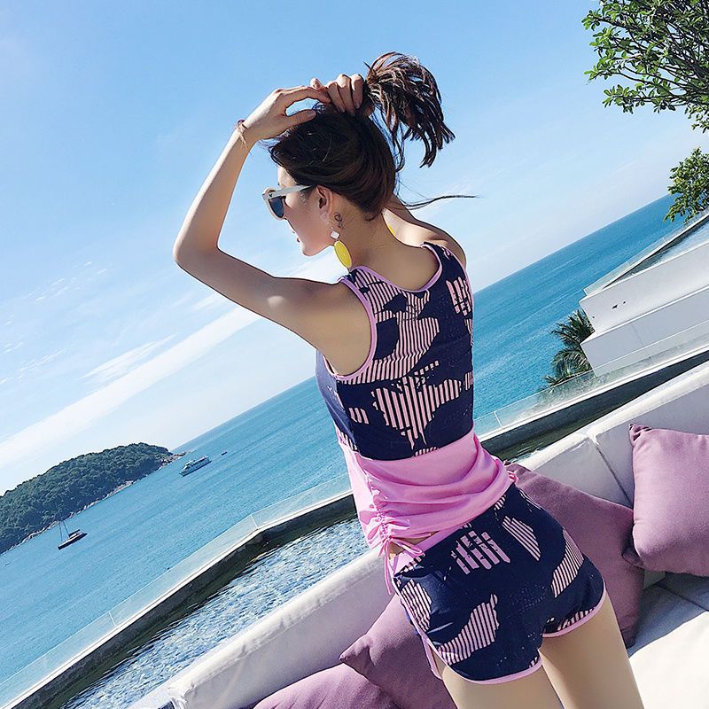 Trajes de baño deportivos de mujer split split aguas termales conservadoras cubrir el estómago chaleco de los estudiantes trajes de baño de dos piezas set comercio exterior