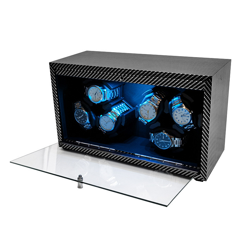 Madera con patrón de nogal negro, 6 metros, agitador automático, 2 juegos, 3 metros, caja de reloj mecánica eléctrica con estampado de carbono