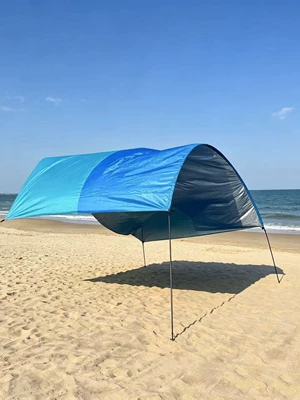 Outdoor Silver-Coated Beach Canopy Tent, Portable Quick-Open Sunshade, Uv Protection for Seaside, Simple Camping Beach Tent