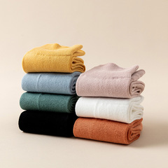 Pure Color Mid-Calf Women's Socks with Retro Letter Heat Transfer on the Sole, Autumn/Winter Candy-Colored Pure Cotton Women's Socks