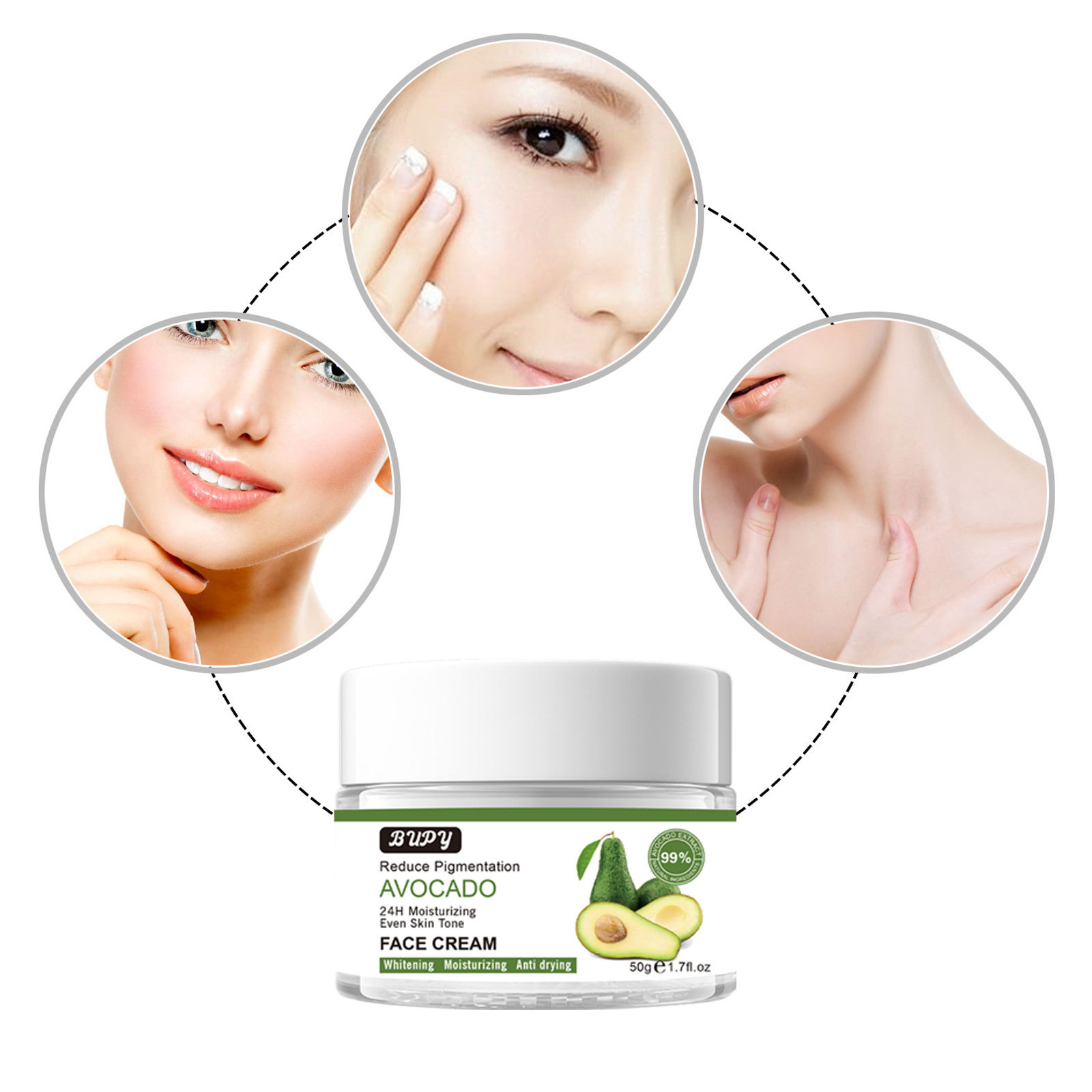 Avocado-Gesichtscreme BUPY Feuchtigkeitsspendende und hautaufhellende Feuchtigkeitscreme für feine Linien_voghion.com