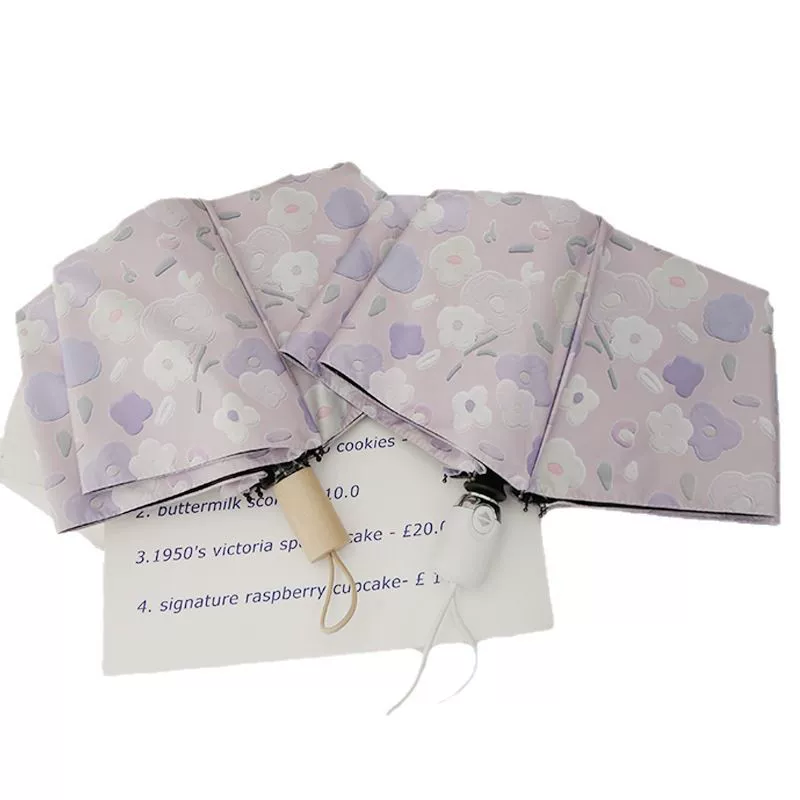 Purple automatic umbrella solar-powered, fully automatic, sun protection, UV protection