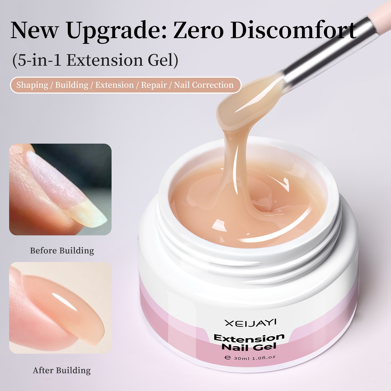 Construcción de color malta de extensión adhesivo 2025 nuevo enlatado moldeo extensión de la tienda de uñas adhesivo funcional