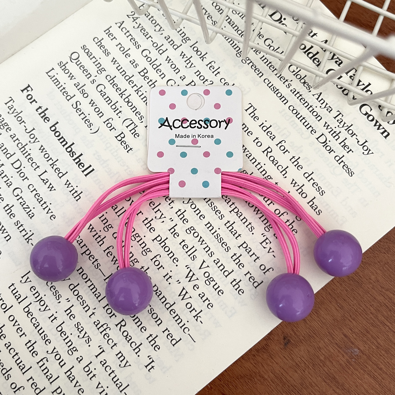 47#보라색 볼 고무밴드 2개