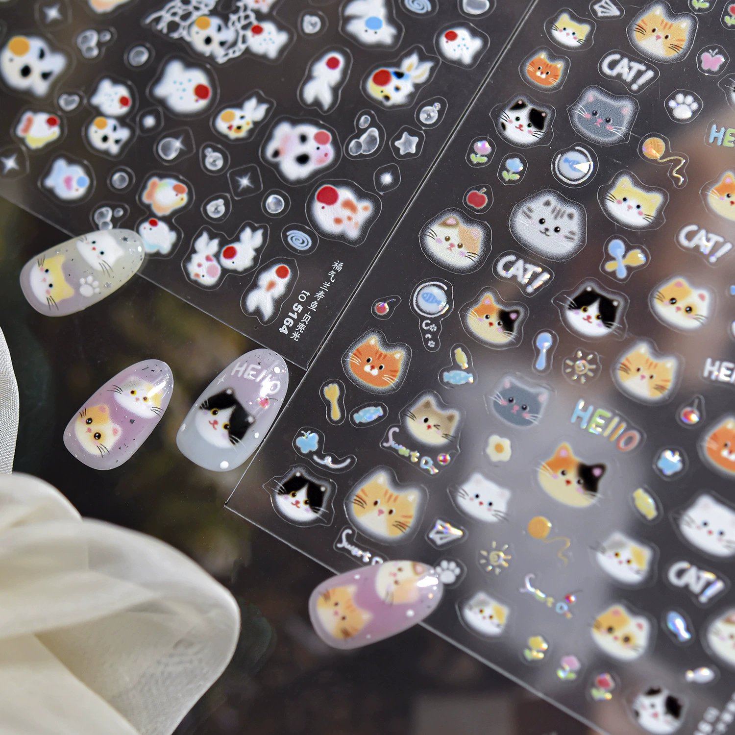 Светлые наклейки для дизайна ногтей Tomoni, милые, милые, ручная роспись, наклейки для ногтей, милые наклейки с кошачьей головой, ручной аккаунт, наклейки Guka