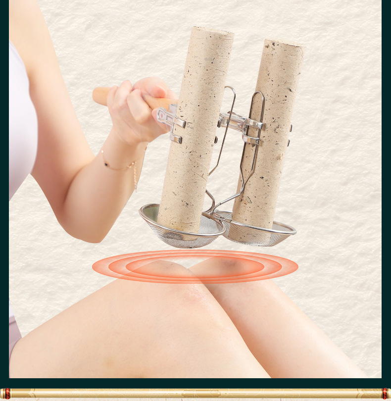 Stainless Steel Moxibustion Holder Handheld Stick Clamp with 4cm Moxa Bar for Home Warming Therapy key features