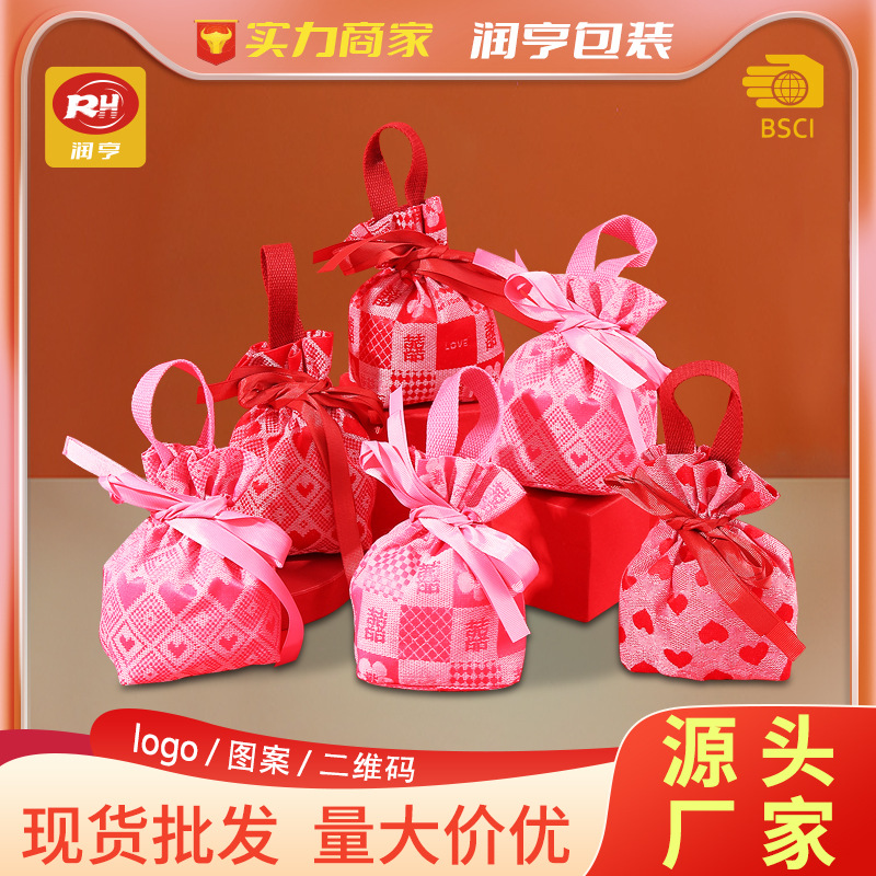 新款结婚中式伴手礼喜糖袋创意婚礼高颜值手提喜糖包装袋厂家批发