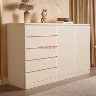 Cream-Style Chest of Drawers, Household Drawer Cabinet, Living Room Wall-Mounted Floor Storage Cabinet, Internet-Famous Bedroom Storage Cabinet