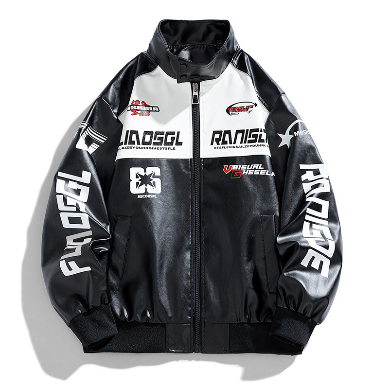 Giacca da motociclista di design di nicchia per abbigliamento maschile, giacca da baseball primaverile e autunnale, giacca con colletto alto in pelle PU_voghion.com