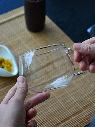 加厚耐热玻璃金丝皇菊杯子电陶炉养生泡茶杯大肚圆趣杯透明